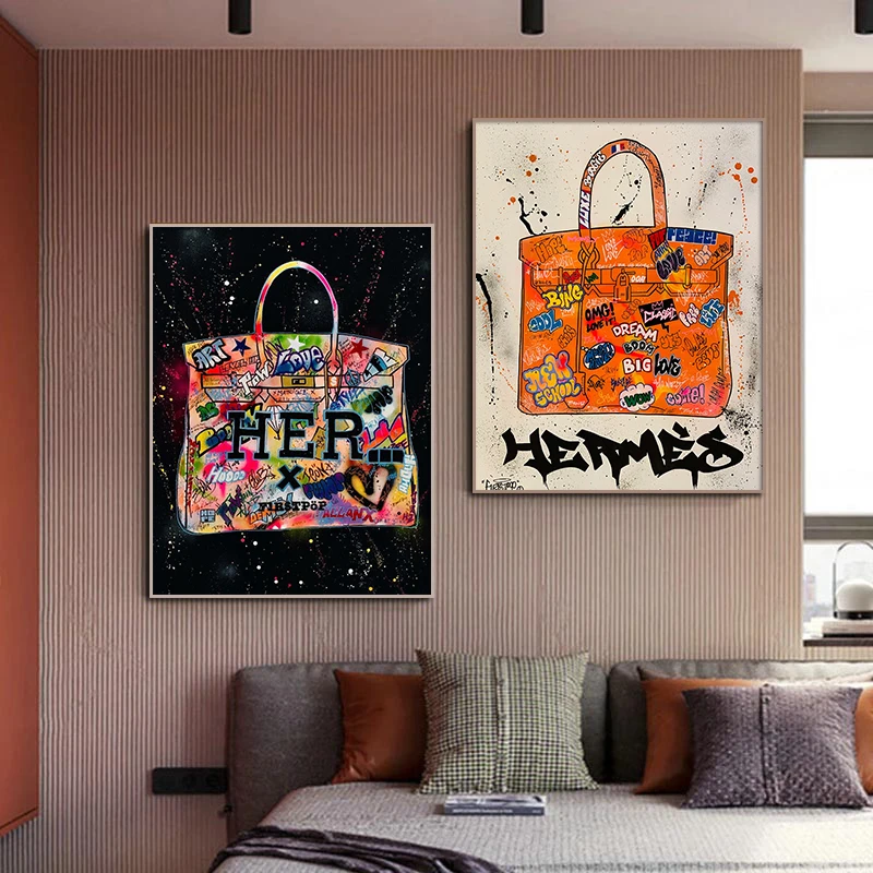 

Modern Graffiti Art Bag Canvas on the Wall Painting Abstract Graffiti Art Posters Prints Pop Handbag Picture Bedroom Home Decor