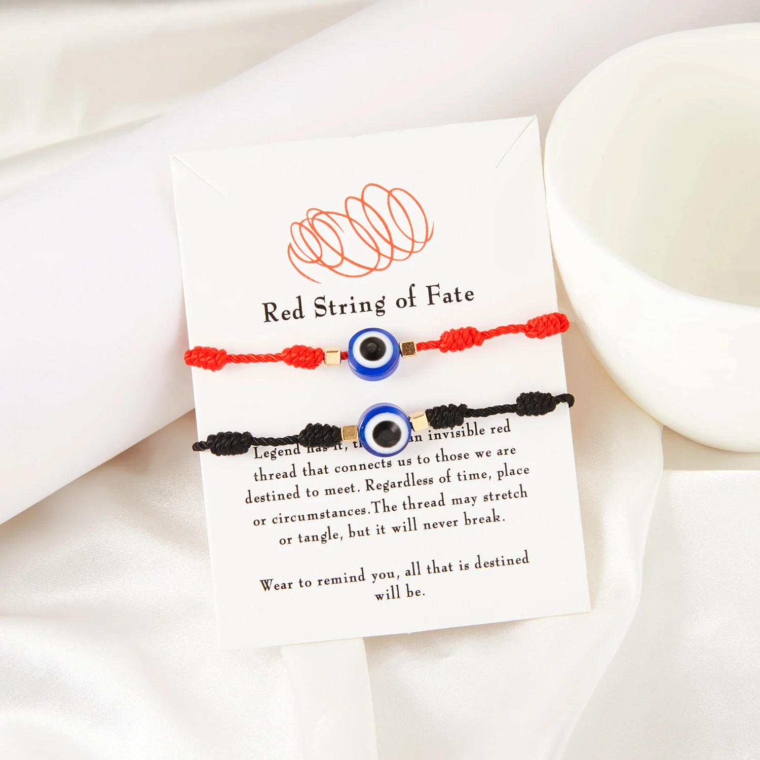 7 knoten Schwarz Rot String Seil Armbänder für Frauen Männer Blau Bösen Augen Glück Wünschen Pappe Handmade Einstellbare Paar Armreifen – Detail 17