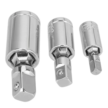 

NICEYARD Socket Adapter Universal Joint Set Ratchet Wrench 1/4" 3/8" 1/2" 360 Degree Rotary Head Durable Extension Bar