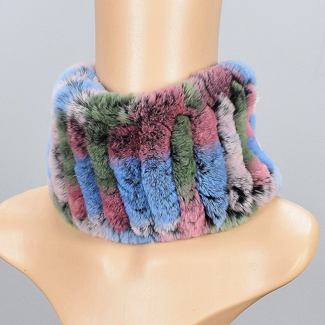 

Rex Rabbit Fur Neck Warmer Ring Scarf For Women Fashion Ring Scarf For Girls Winter Warmer Fur Thick Scarves Female
