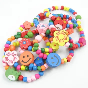 

Girls Princess Candy Color Wood Bead Bracelets Party Bag Fillers Toys Favours Birthday Gift