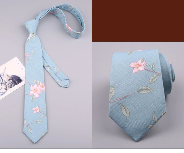 Модные Разноцветные галстуки в повседневном стиле для мужчин и женщин 7 см из хлопка с принтом - Цвет: 006