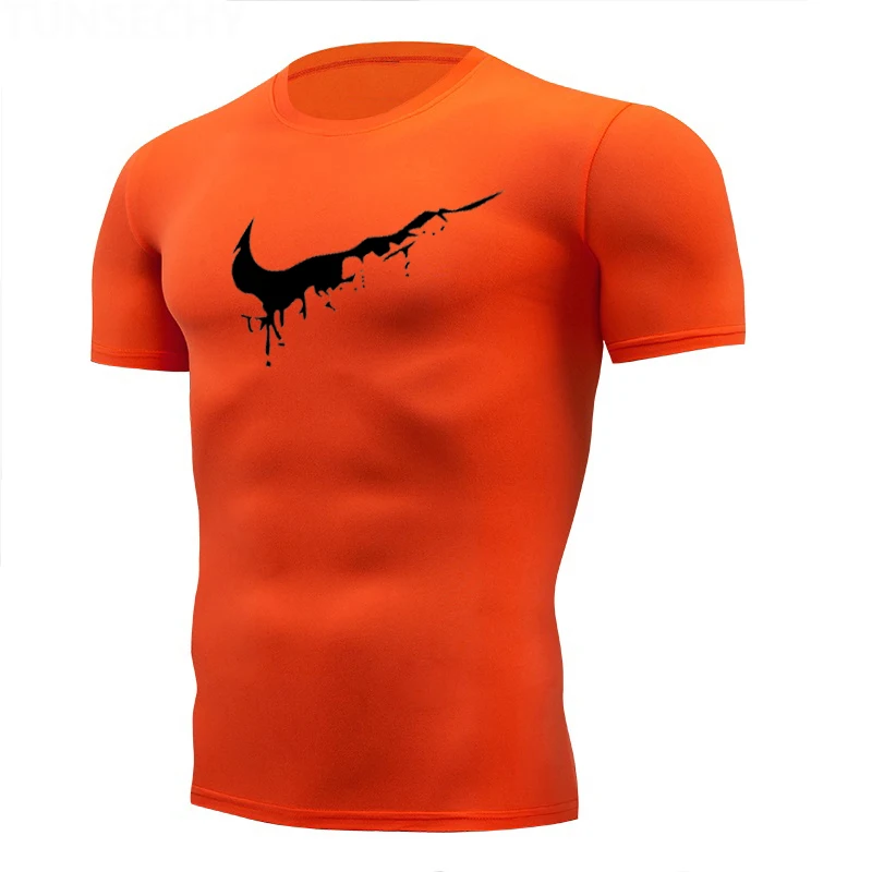 Новая модная футболка Мужская дышащая хлопковая Мужская футболка с коротким рукавом для фитнеса футболка для спортзала облегающая Повседневная рубашка