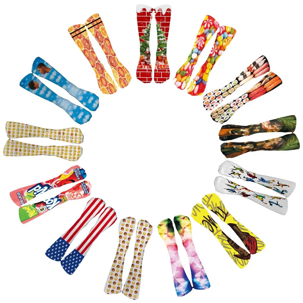 

Winter Socks Colorful Christmas Tie Dye Compression Soccer Socks Funny High Cotton Long Socks Calcetines 8W5