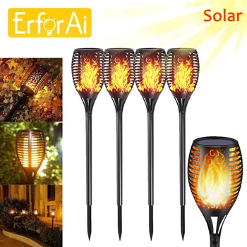 

4PCS Lawn Led Solar Flame Torch Lamps Outdoor Flickering Lamp Landscape Light Waterproof Led Solar Flame Light Garden Decoration