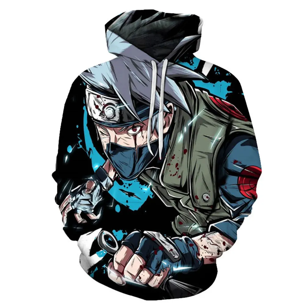 

Anime Naruto Cool Kakashi 3D Print Hoodies Streetwear Autumn Long Sleeve Casual Hooded Sweatshirt Unisex Men Harajuku Pullovers
