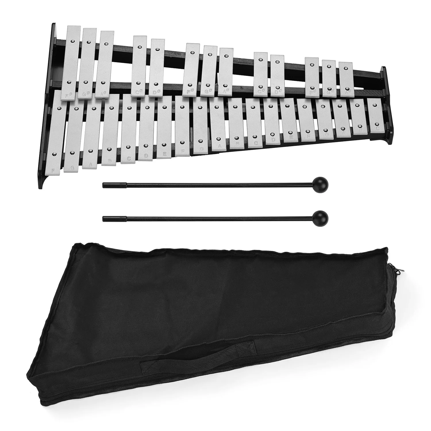 32-Note Xylophone Educational Glockenspiel Wooden Base Solid Aluminum Bars with Mallets Percussion Musical Instrument for Adults | Спорт и