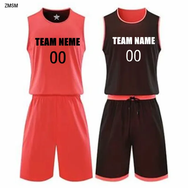 US $16.55 High quality Reversed Basketball Jersey Set Men Breathable Sports Suit Two Sides Training Basketbal