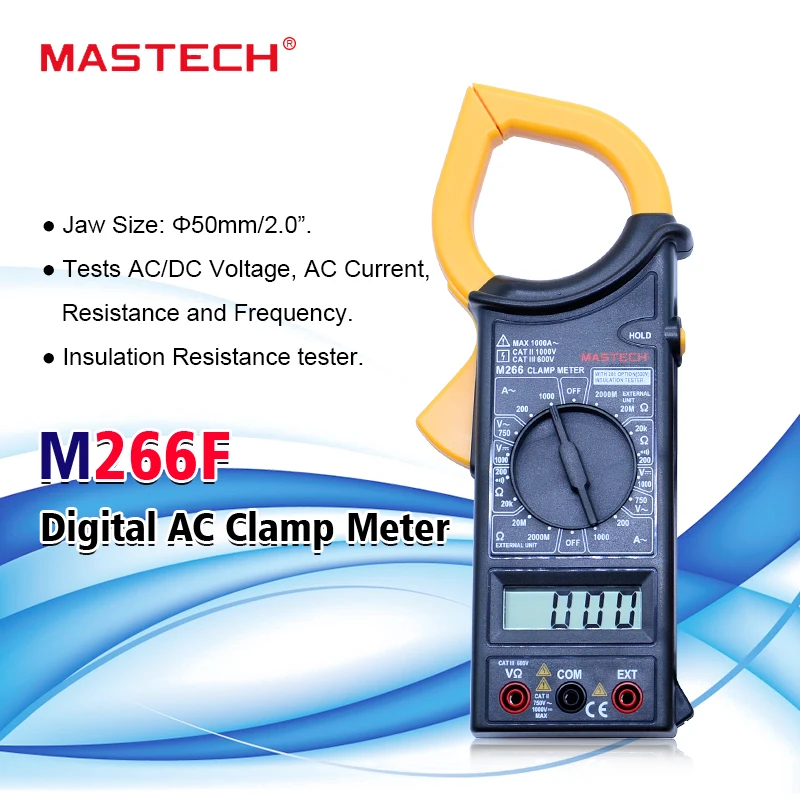 MASTECH M266F digital clamp meter 3 1/2 digital LCD display AC DC ...