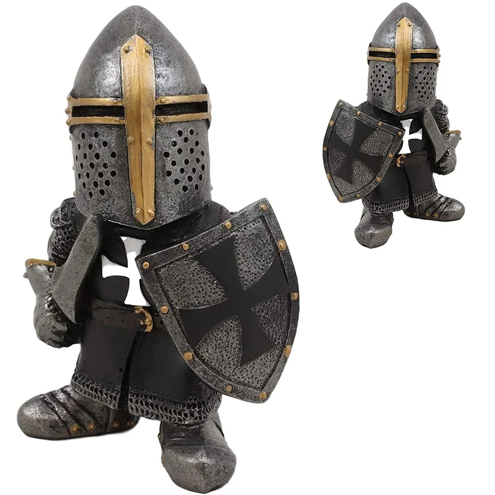 Рыцарь гномы охранник крест Templar Crusader Статуэтка брони Миниатюрный Европейский