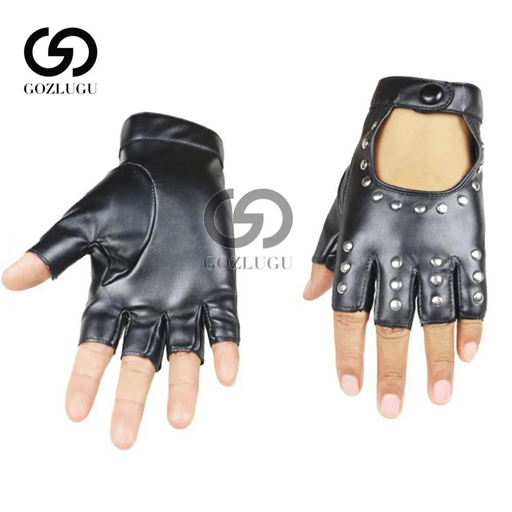 Fashion Half Finger Gloves Men Faux Leather Mittens Fingerless Tactical Gloves Men Women Driving2019