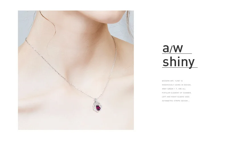 Warme Farben Кристалл от Swarovski серебро 925 пробы ожерелье для женщин Европейский стиль в форме пера кулон ожерелье Чокер Ожерелье