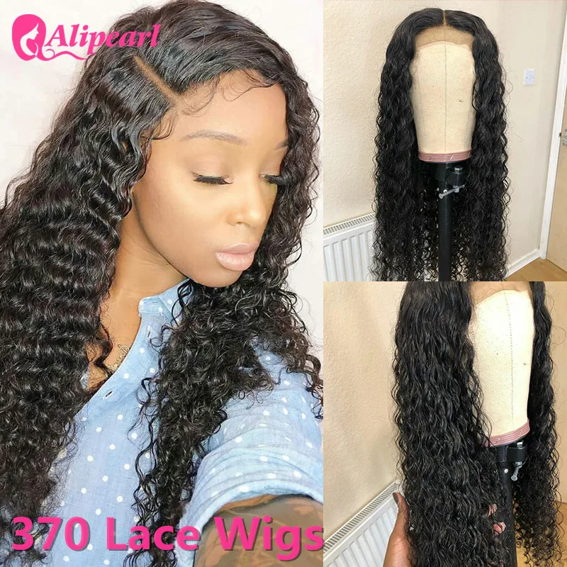 370 парики из натуральных волос на кружеве с глубоким волнистым передом, перуанские парики для черных женщин, 180% плотность, парик из натуральных волос