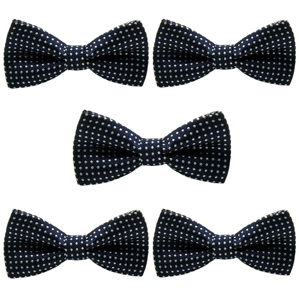 Navy Blue 5 шт., детские галстуки-бабочки для мальчиков, белые, в горошек, вечерние, школьные, свадебные, регулируемые, с галстуком-бабочкой, BWTYY1006 - Цвет: Navy Blue
