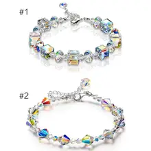 Сверкающий Браслет из разноцветного стекла с кристаллами в Радужном стиле, модные сверкающие очаровательные браслеты для женщин, свадебные ювелирные изделия, подарочные ручные цепочки