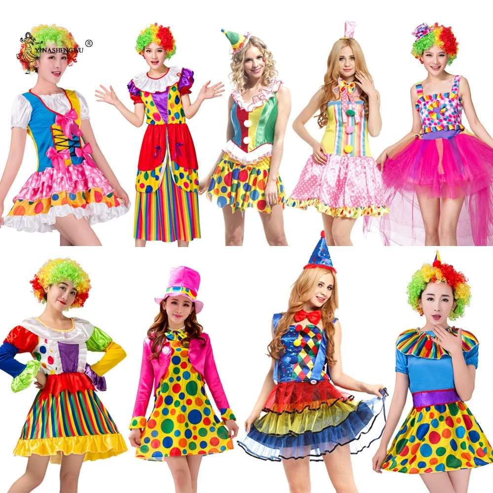 Adult Men Women Clown Costume for Cosplay Party Dress Circus Clown Costume Naughty Harlequin Uniform Dress Cosplay Clothing