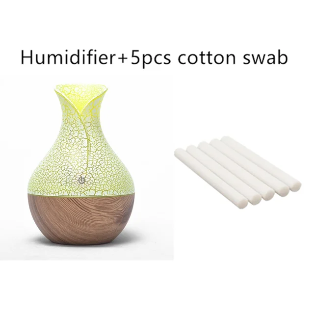 Mini Electric Air Humidifier USB Ultrasonic Aroma Essential Oil Diffuser Wood Grain Cool Mist Maker LED Light For Home Office H5