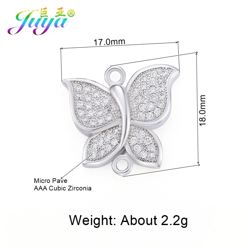 White Gold Juya DIY материал для бижутерии медь микро проложить Циркон Крылья Ангела листья с отверстиями для крепления подвески для ручной работы браслет серьги изготовление - Окраска металла: White Gold