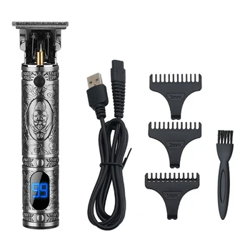 

Barber For Men Portable Retro Cordless Electric Professional Hair Clipper Digital Display USB Rechargeable Styling Tool T Blade