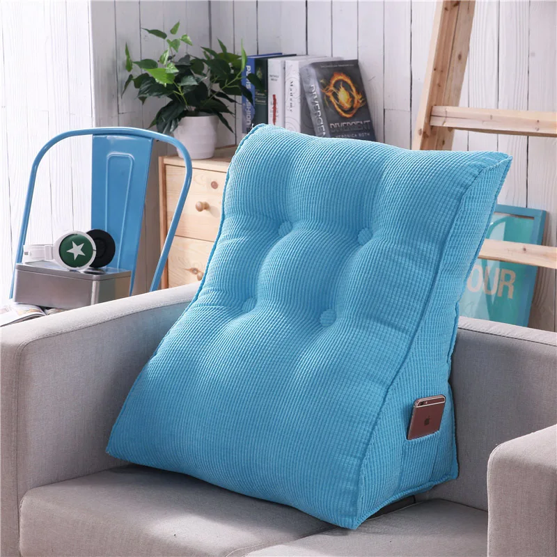 

Bed Sheet Thick Super Soft corn rong Triangular Large Backrest Solid Color Button Sofa Multi-functional Back Cushion