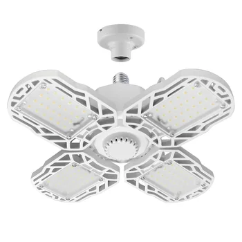 

E27 80W LED Garage Light Barn Adjustable Angle Deformable Lamp Workshop Basement Ceiling Four Leaf Industrial Motion Sensor