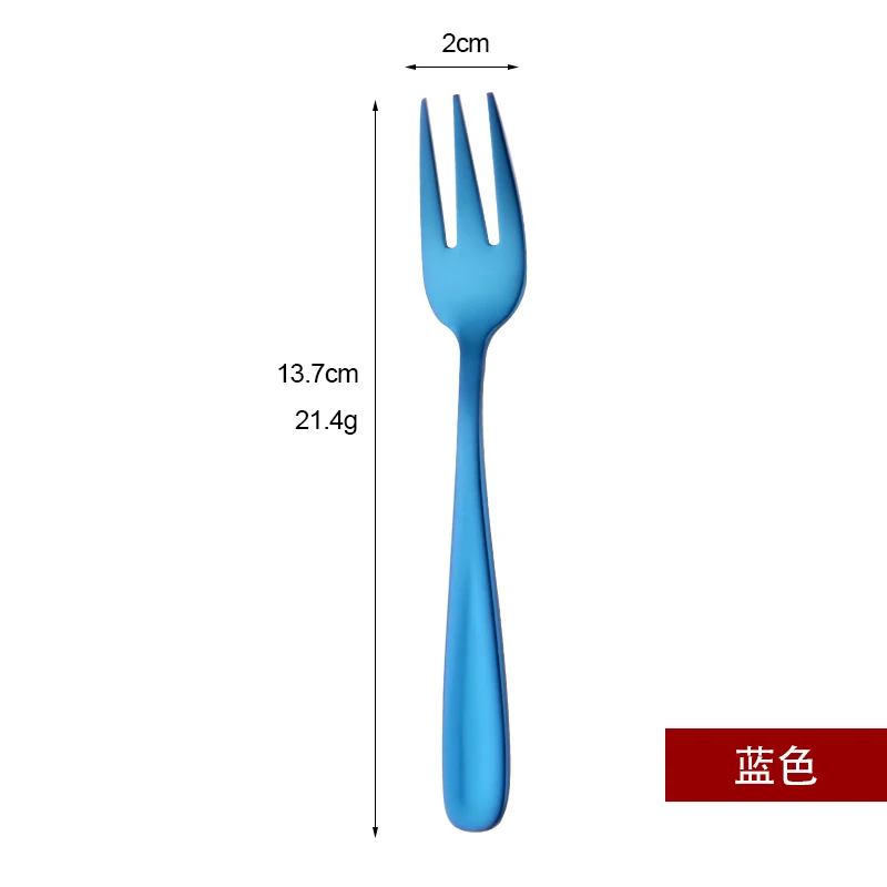 2 шт./компл. Нержавеющая сталь Радуга мини торт фрукт вилка ужин вилка для салата посуда черного и золотого цвета Десертная Вилка сервер набор посуды - Цвет: blue