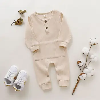

2020 Autumn Spring New Born Pitted Cotton Long Sleeves Romper Baby Jumpsuit Cotton Multicolor Infant Toddler Jumpsuit Romper