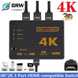 Разветвитель кабеля HDMI 4K, 2K, 3x1, HD 1080P, 3 входа, 1 выход