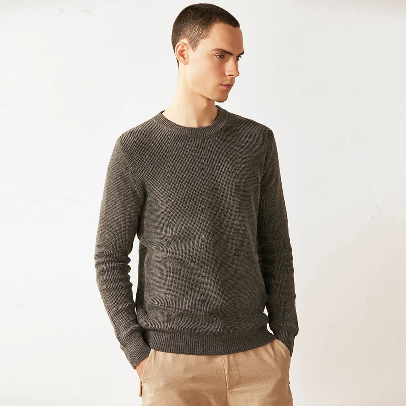 

winter men sweater wool o-neck full sleeves pullover warm thick soft mens wear rabbit fur knitted cashmere