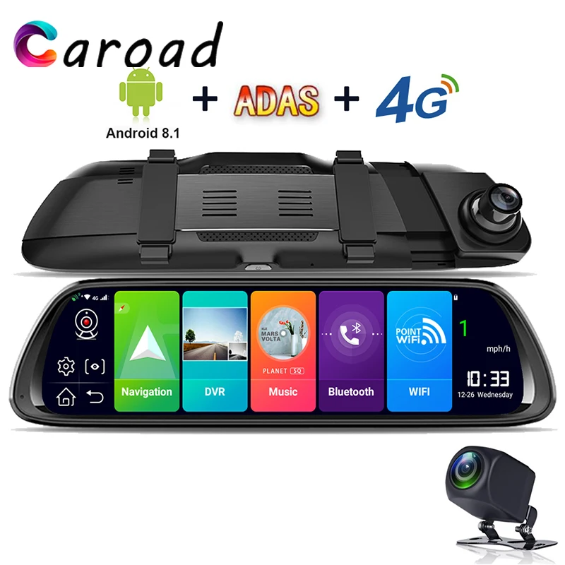 4G Car DVR Dash Cam 1" дюймовый ips сенсорный экран Видеокамера на ОС андроид для автомобиля двойной объектив зеркало заднего вида с WiFi gps Bluetooth ADAS ночного видения g-сенсор - Название цвета: 4G Car DVR