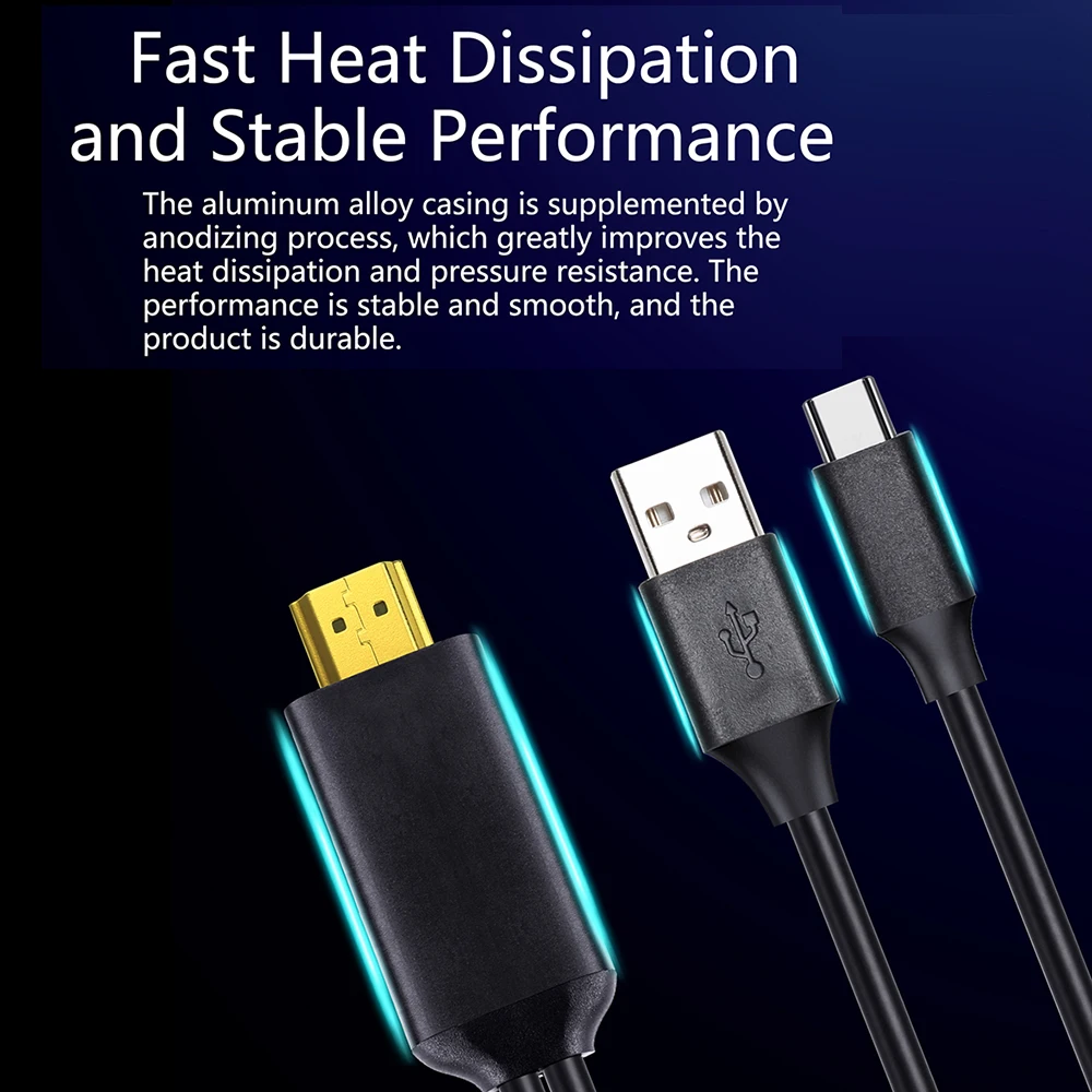 EC-T2 4K 60Hz USB C to HDMI HDTV Cable / Type C to HDTV Cable Adapter Type C USB Converter Cable Converter
