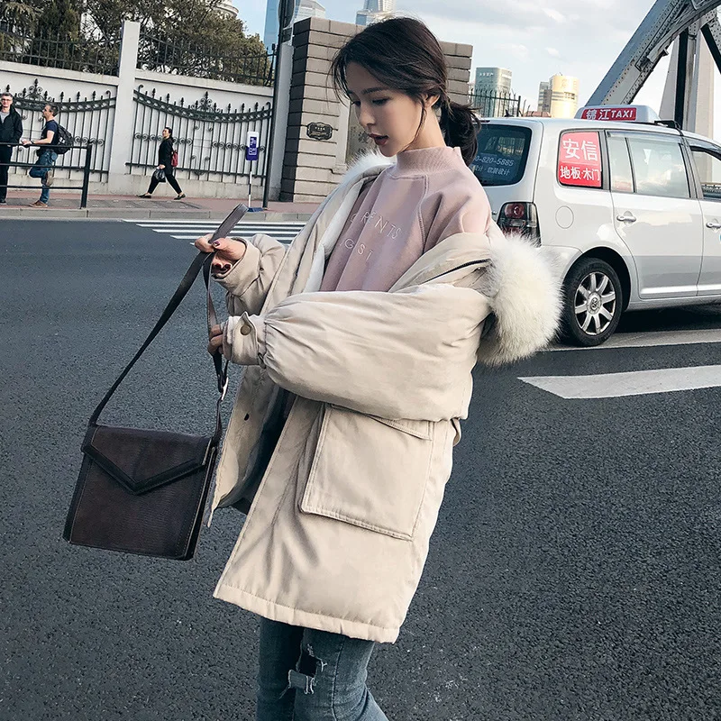 

Manufacturers Direct Selling Winter New Style down Jacket Cotton-padded Clothes Women's Mid-length Thick Slim Fit Fur Collar Kor