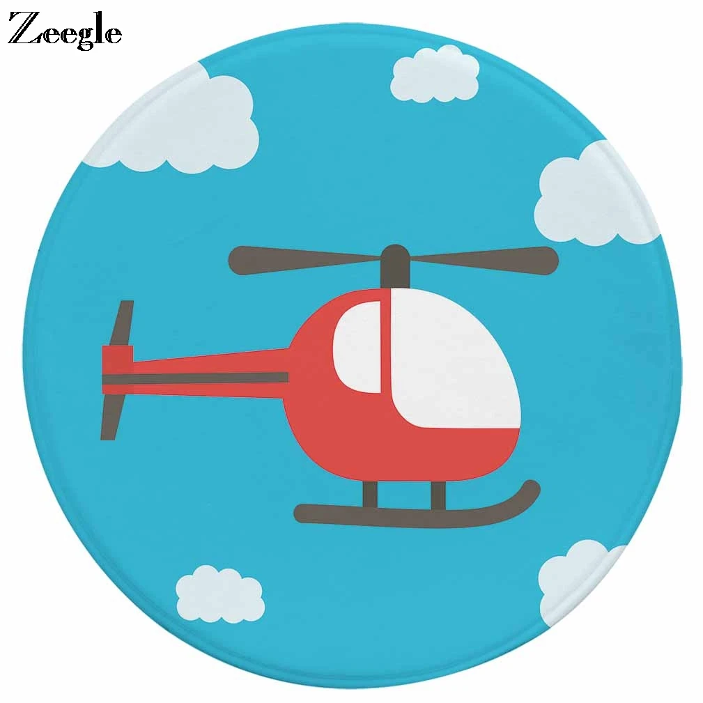 Zeegle Round Carpet Kids Room Area Rug Sofa Foot Mat Cartoon Printed Living Room Decoration Floor Rug Children