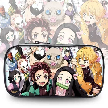 

Anime Demon Slayer Kimetsu No Yaiba Canvas Purse Pencil Case Zipper Makeup Bag Pen Pourch Student Stationery