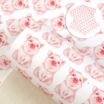 

David accessories 20*34cm Pig Printed Smooth Faux Leather Fabric For Bows Synthetic Leather DIY Handmade Material,1Yc10172