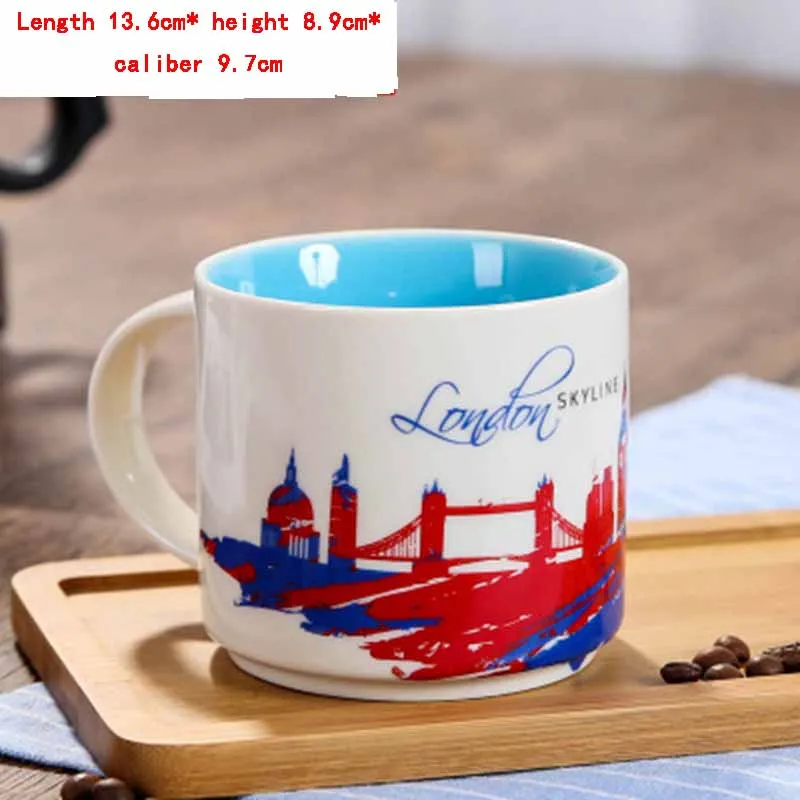 420 мл мраморная керамическая кружка Город Кружка города по всему миру путешествия кофейная кружка молоко чай чашки для завтрака творческий домашний декор подарки - Цвет: London-1