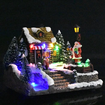 

Christmas Luminous Music Box European Style House LED Light Rotating Music Case Classical Artware Kids Birthday Party Gift