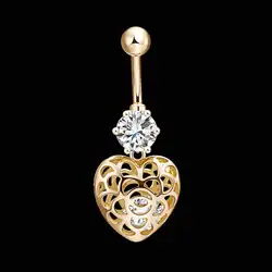 Imixlot 2019 милое сердце золотого цвета полые AAA Кристальные кольца для пупка пирсинг пупка ювелирные изделия для тела