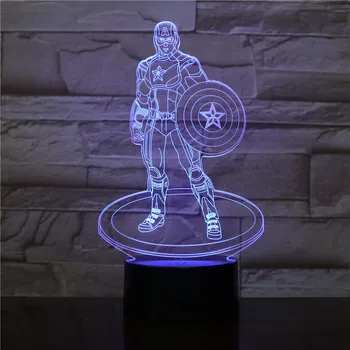 

Captain America with Shield 7/16 Colors Chang 3D LED Night Light Sleep Bedroom Decor Lamp Love Valentines Dropship Gift 3D-2494