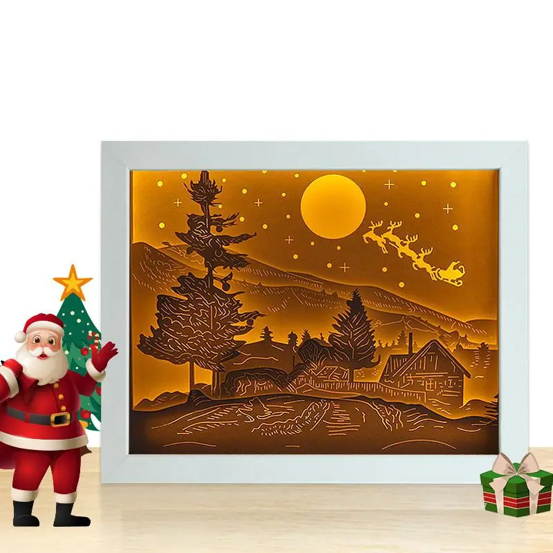 3D led lamp paper sculpture night light DIY handmade paper-cut carved lamp lights Halloween Christmas home decoration wall-mount