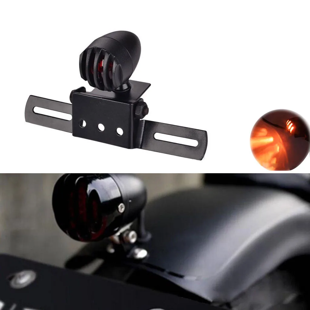 

12V Motorcycle Vintage LED Tail Light Scrambler Stop Lights Rear Lamp Mini Bates Taillight For Cruise/Prince