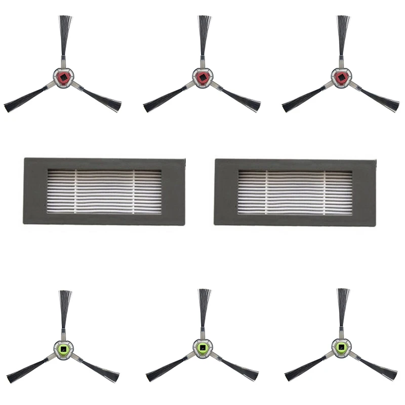 6 шт. боковые щетки+ 2 шт. Фильтры Для Ecovacs Deebot Ozmo 930 Запчасти для пылесоса аксессуары Новинка