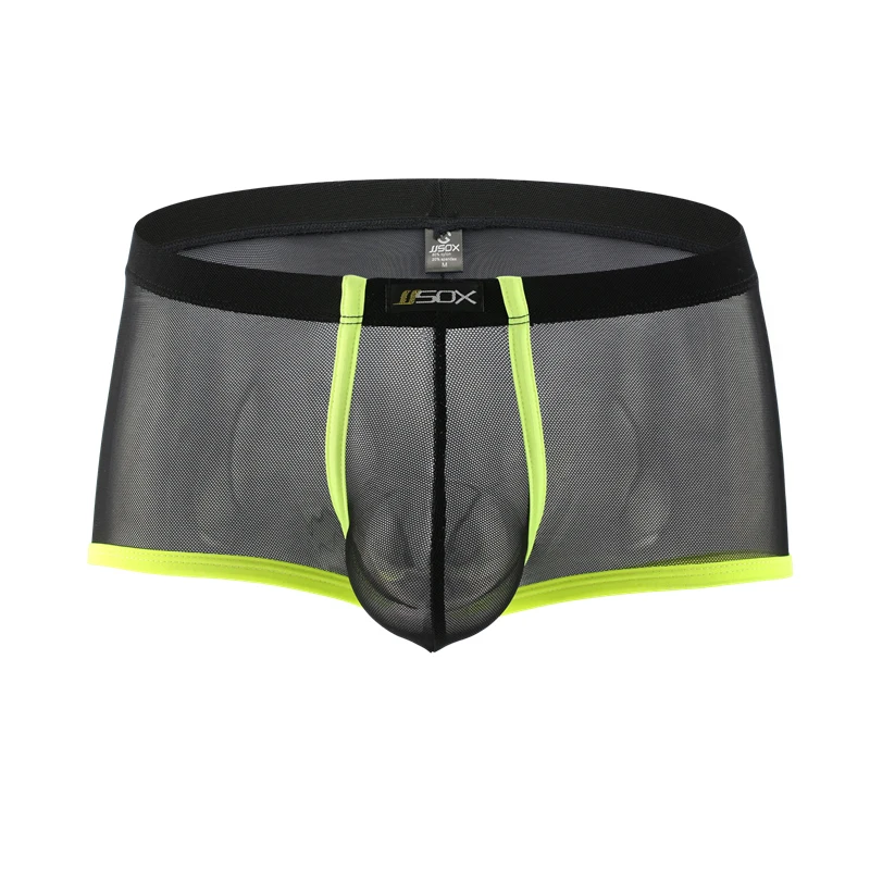 Male Underwear Boxers Low Waist Pouch Mesh See Through Mens Boxers Shorts Cuecas Transpanrent Underwear Fashion Mens Boxers