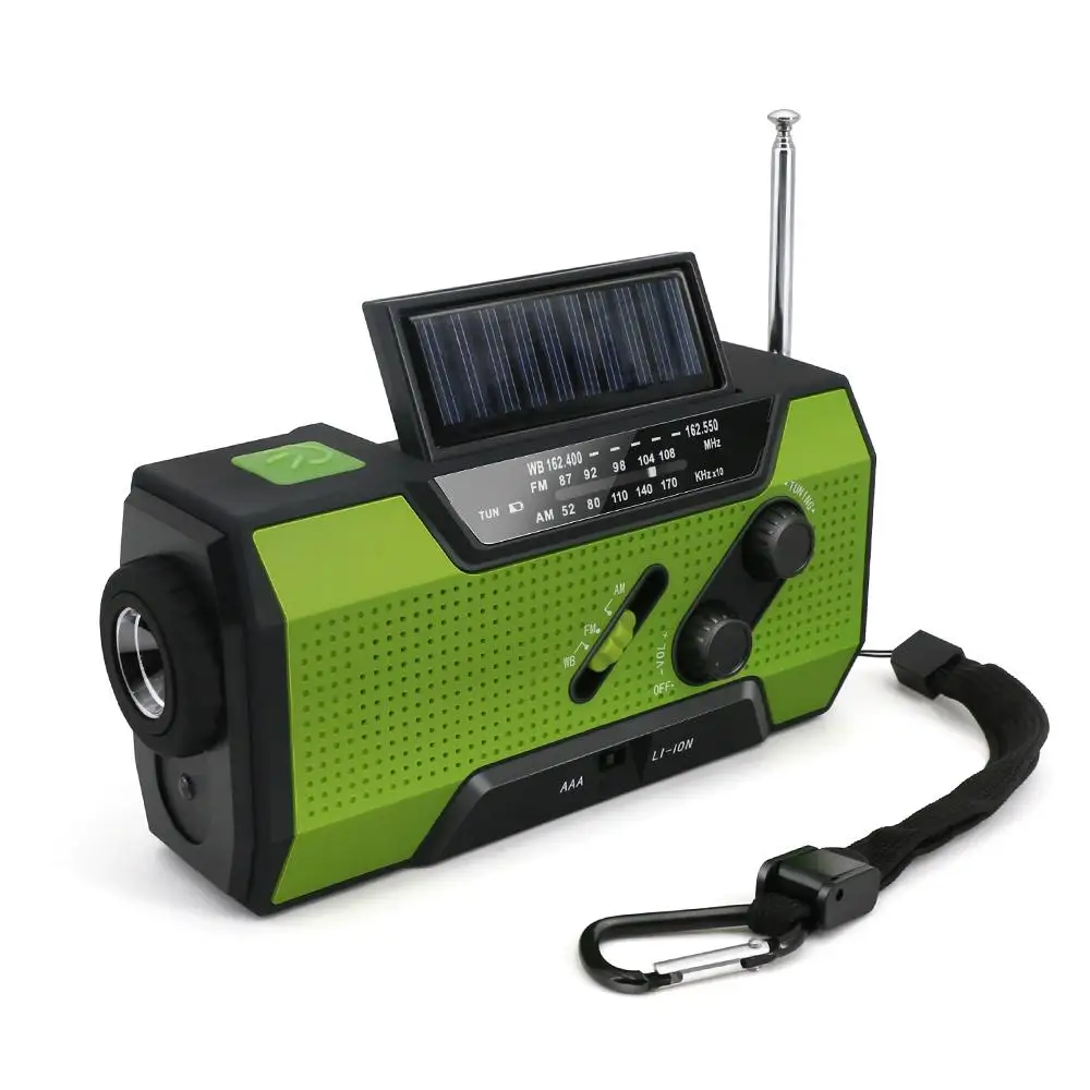 Green Солнечный цифровой кривошипный аварийный AM/FM NOAA погода портативный радио WB фонарик солнечная панель фонарик перезаряжаемая мощность - Цвет: Green