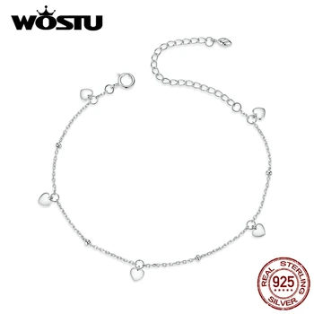 

WOSTU Little Heart Original Bracelet 925 Sterling Silver Adjustable Chain Link Bracelet For Women Wedding Luxury Jewelry CQB191