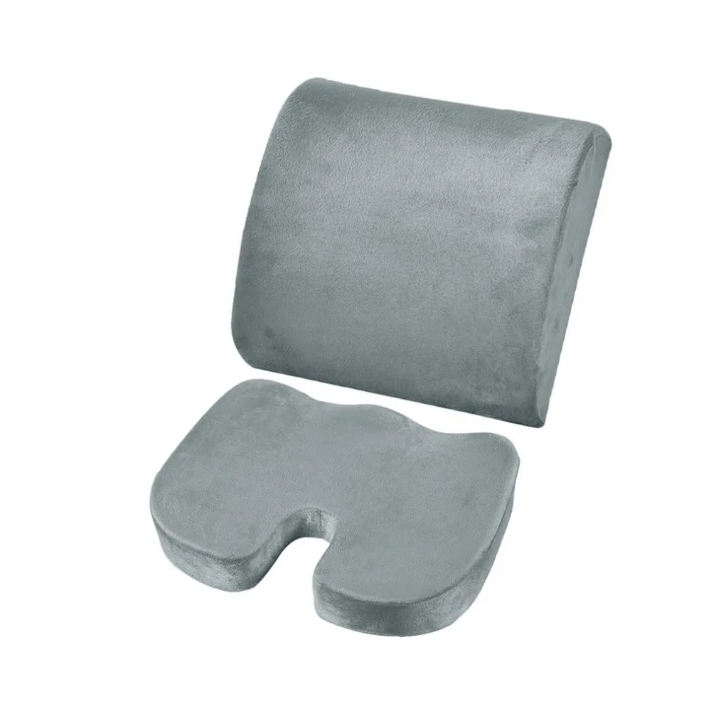 2PCS/SET Comfortable Memory Foam Orthopedic Seat Cushion Waist Back Support Set for Home Office Health Care Cushion