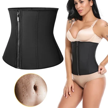 

Shapewear Women Waist Trainer Body Shaper Latex Corset Zipper Underbust Slim Tummy Waist Cincher Belly Belt Girdles for Women