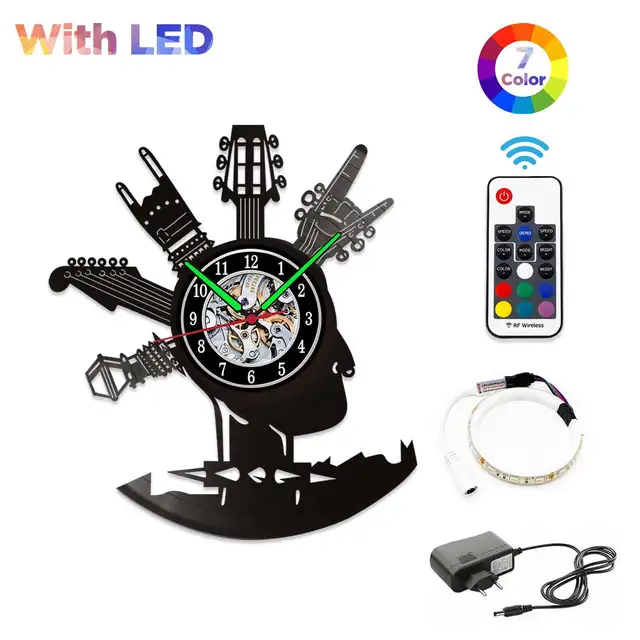 MCDFL Vinyl Record Wall Clock Modern Design Home Living Room Decoration Watch Clocks Object House Minimalist Decor Accessories W081-With LED