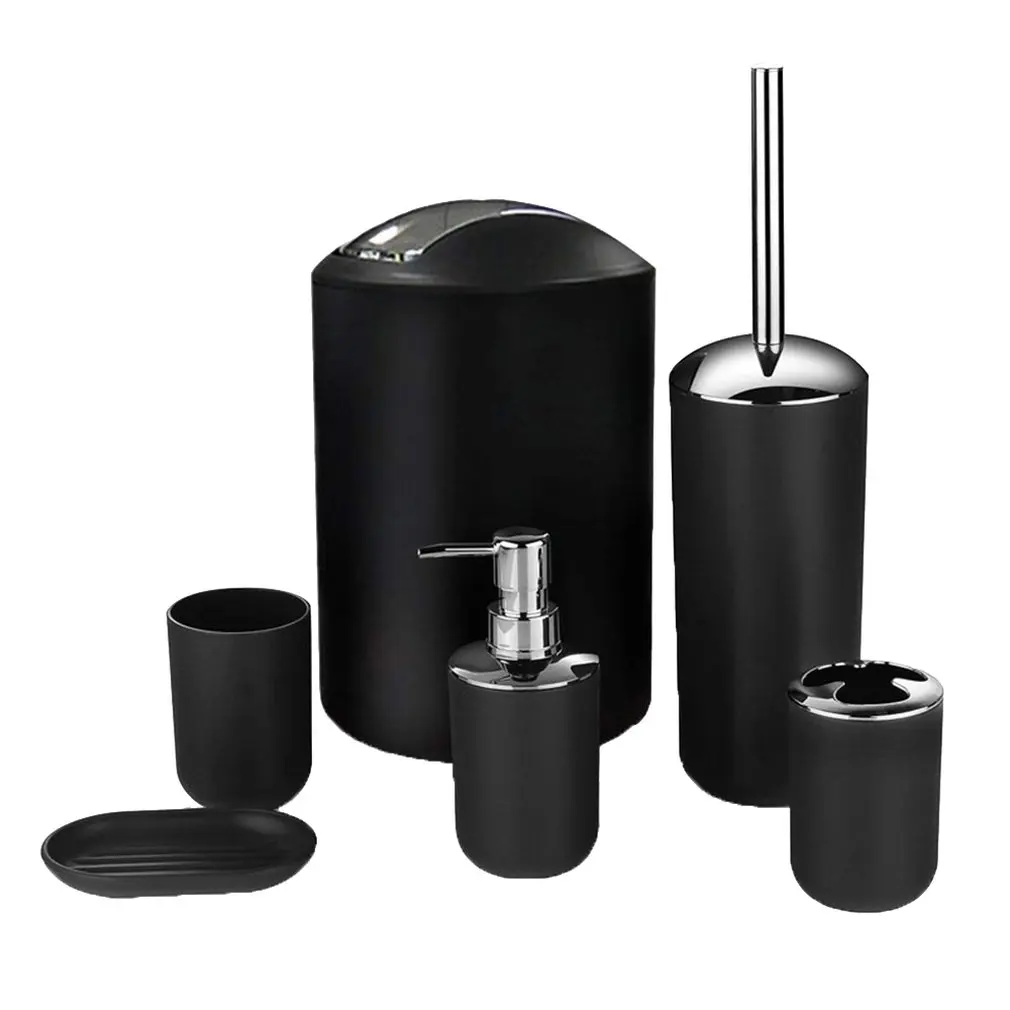 

Creative Trash Can Hotel Household Goods Frosted Surface Plastic Bathroom 6Pcs Set Wash Bathroom Toiletries Set