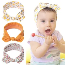 

Orange Headband for Newborn Cartoon Printed Cotton Bowknot Hairband for Baby Girls Children Turban Headwrap Photo Props Headwear